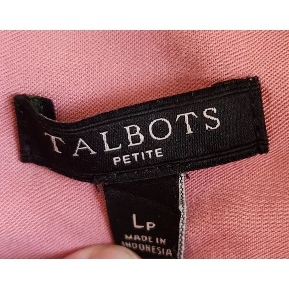 Talbots Button Up Blouse Women's Large Petite Dusty Pink Roll Tab Sleeve Pockets - Picture 4 of 9
